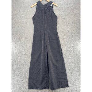 THML Jumpsuit Womens Small Black Pinstripe Halter Tie Neck Pocket Sleeveless NWT